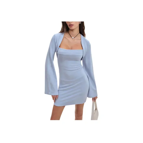 Reformation Chloe KNIT Shrug Платье Комплект Юбка Женская Морозно-Синий