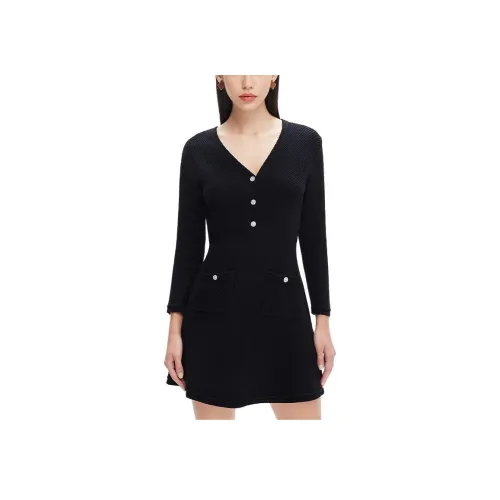 Miss Sixty Длинное платье с длинными рукавами женское черное