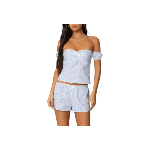 Edikted TARYN Off Плечо Полосатый Топ Без бретелей Топ Женские
