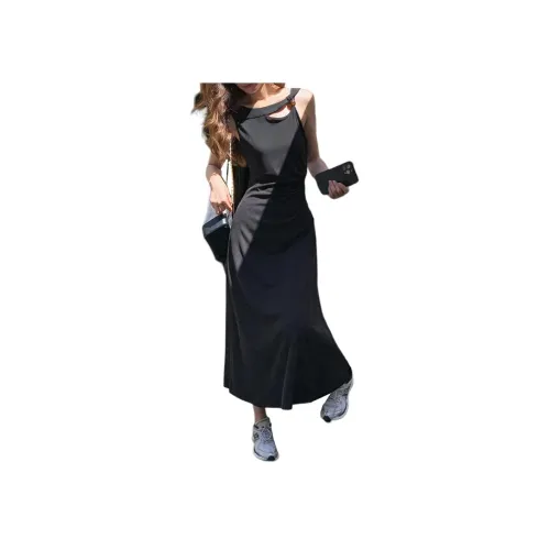 NANING9 Без рукавов Платье Женское Черное