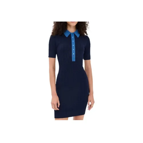 GOOD AMERICAN Midnight Blue Женские Короткие Платья с Длинными Рукавами