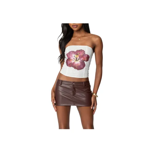 Edikted Дикий Blossom Lace Up Mesh Corset Без бретелей Топ Женские