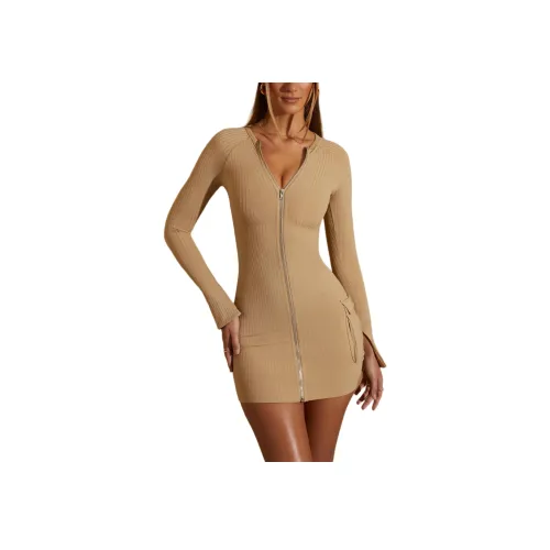 OH POLLY Eilish Длинное платье с длинными рукавами женское коричневый коричневый