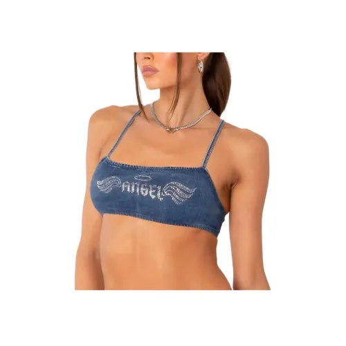 Edikted Deia Denim Rhinestone Bikini Top Bikini Women's