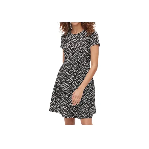 UNIQLO Черное Женское Короткое Платье с Рукавами