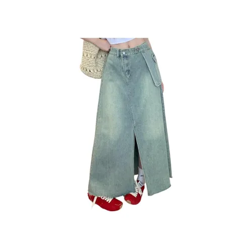 MORii Синий Женские Джинсовые Длинные Юбки