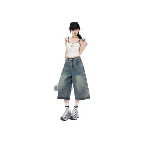 MINETTE Винтажные синие капри-штаны, женские джинсовые шорты