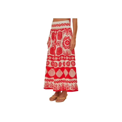 FARM Rio SS24 Повседневная длинная юбка женская красная