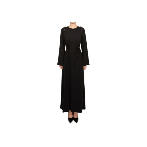 ALLSAINTS Черное Женское Длинное Платье с Рукавами