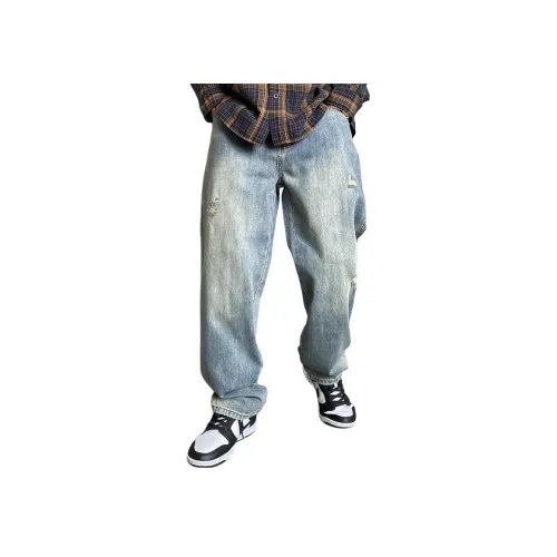ZHANDASHUAI Винтажные синие унисекс джинсы