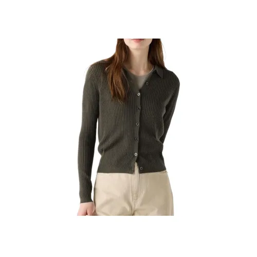 UNIQLO Свитер Женский Темно-оливковый