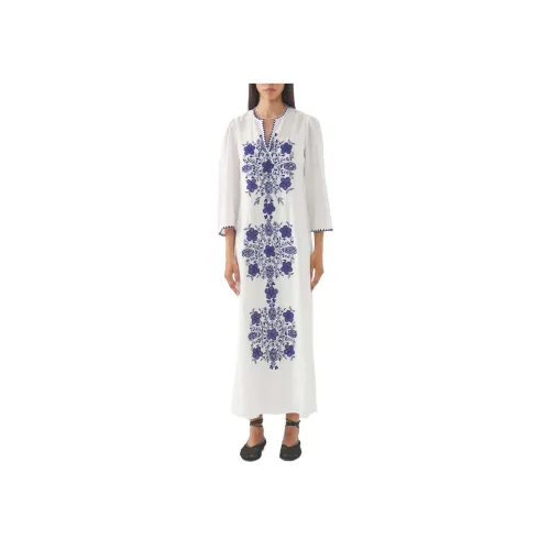 ANTIK BATIK Белый Женские Длинные Платья с Рукавами