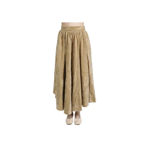 UMA WANG FW24 Повседневная длинная юбка женская светлый умбра