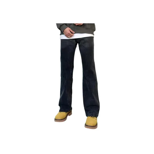 GANGZAI Черно-серый цвет унисекс джинсы