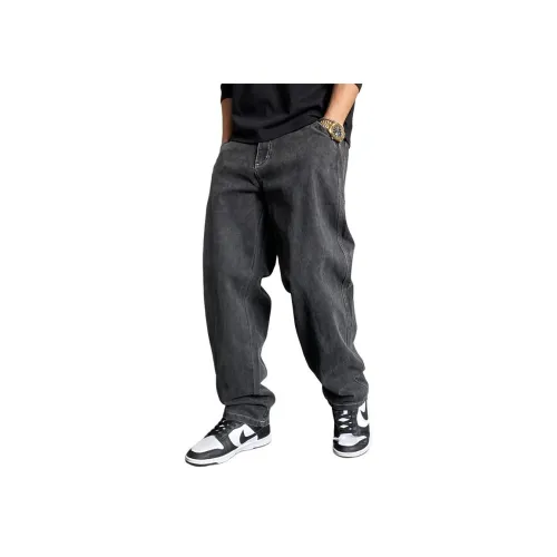 ZHANDASHUAI Серый черный Унисекс Джинсы
