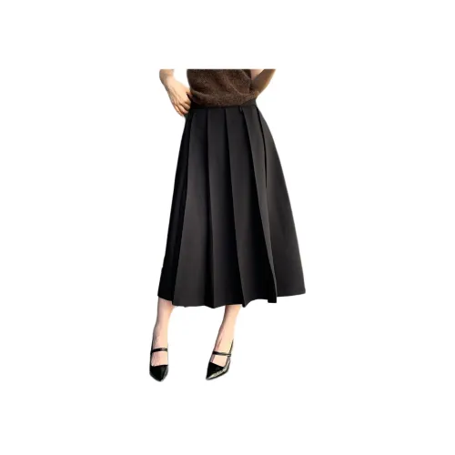 NANING 9 Повседневная Длинная Юбка Женская Черная