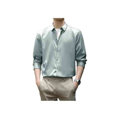 PERDONTOO Mercerized Длинный Рукав Рубашка Однотонная с Premium Texture Мужская