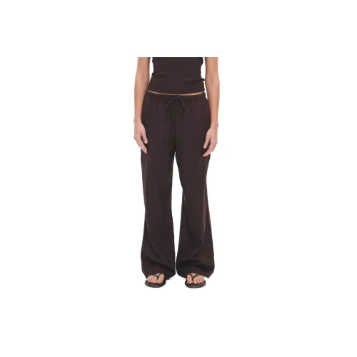 GLASSONS Linen Blend Mid Step Stitch Tie Waist Pants Casual Pants Women's