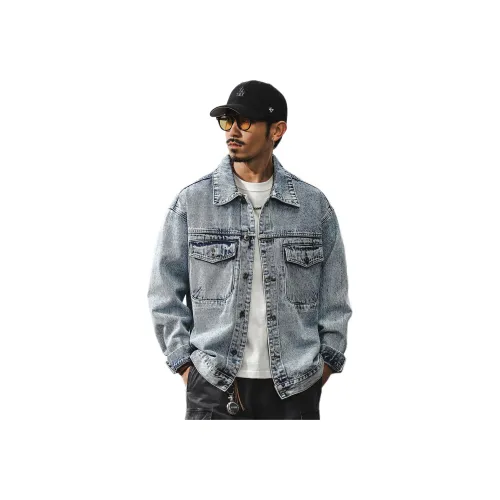 JIELEINUO Каменная стирка Синий Мужской Джинсовые куртки