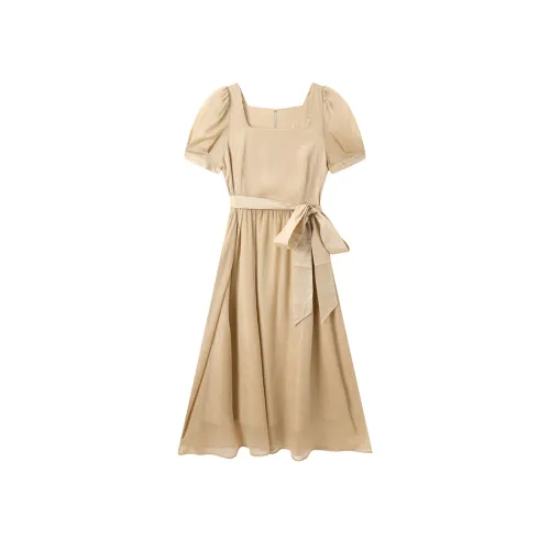 EIDOLON GRAIN Короткий рукав Платье Женское Шампанское