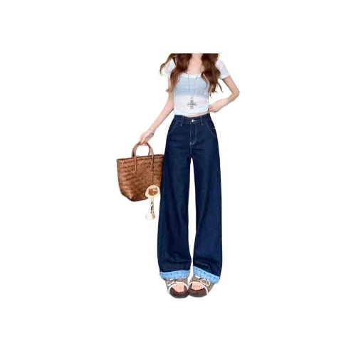 ZHUFEI Темно-синий женский джинсы