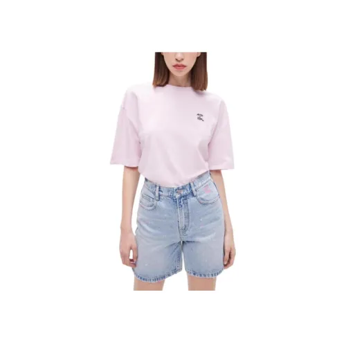 Miss Sixty X André Saraiva Рукав с оборванным плечом T-рубашка Женская Светло-розовая