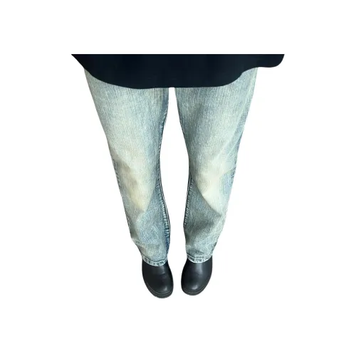 GANGZAI Винтажные синие унисекс джинсы