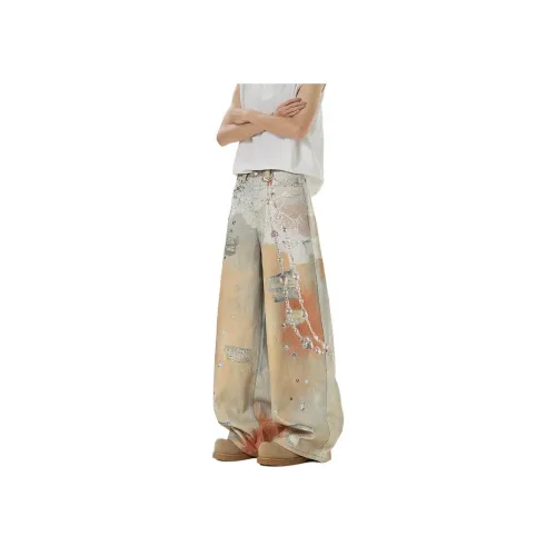 ZUOFEILI Оранжево-желтые Унисекс Джинсы