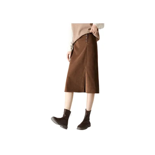 Mo Han Yi Mei Повседневный Длинный Юбка Женские Кофе