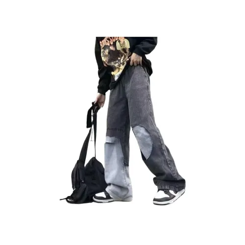 NEAR HERE Черно-серый цвет унисекс джинсы