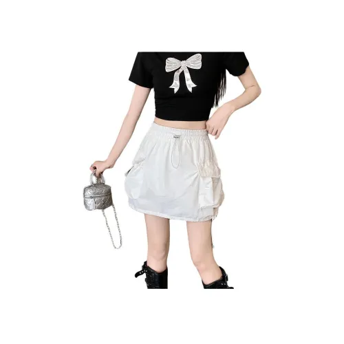 PD DAREN Карго Юбки Короткие Женские Белые