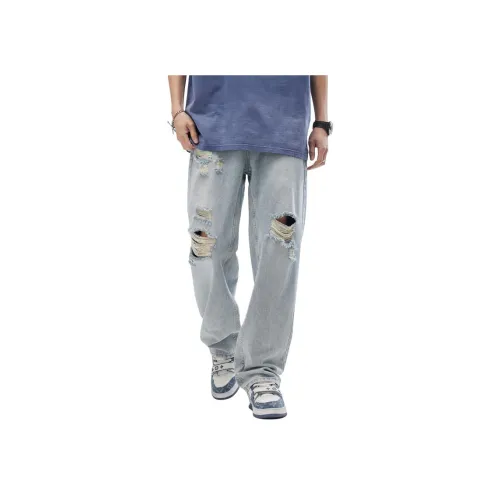 MGXEK Светло-синие Унисекс Джинсы