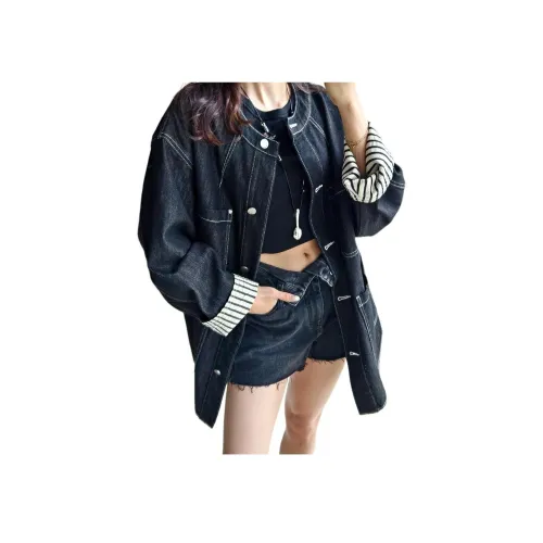 MEIYANG Черный Женские Джинсовые Куртки