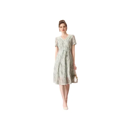 FENHONGMALI Короткий рукав Платье Женское