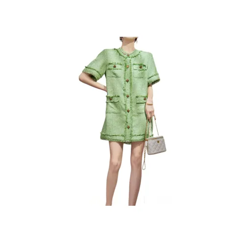 DESIGNER UNCLE Green Женские Короткие Платья с Рукавами
