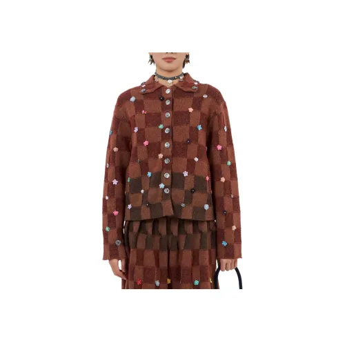 YANYAN KNIT Овечья шерсть ТКАНЬ В ПЛЕТИ CHECK Куртка Женская