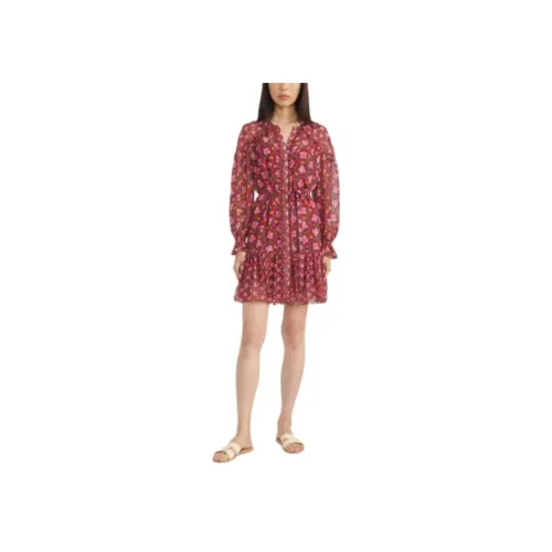 SALONI Red Женские Длинные Платья с Рукавами