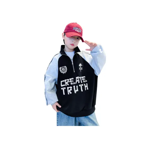 ULOVAZN Мальчики' Байкер Позиционирование стиля Воротник-стойка Цветовой блок Спортивный Топ Для Подростков Детский Весенний Осенний Свободный крой Длинный рукав