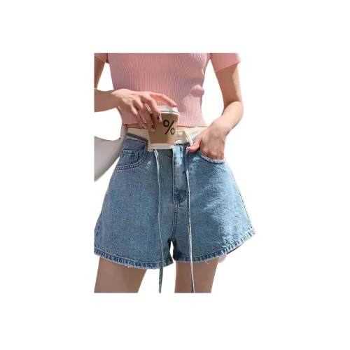 NANING9 Светло-синие Женские Джинсовые Шорты