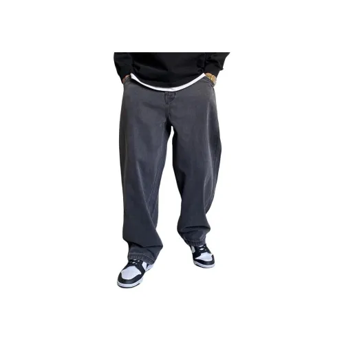 ZHANDASHUAI Черно-серый цвет унисекс джинсы