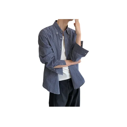 SHIQUANYI Синяя клетка Унисекс Рубашки