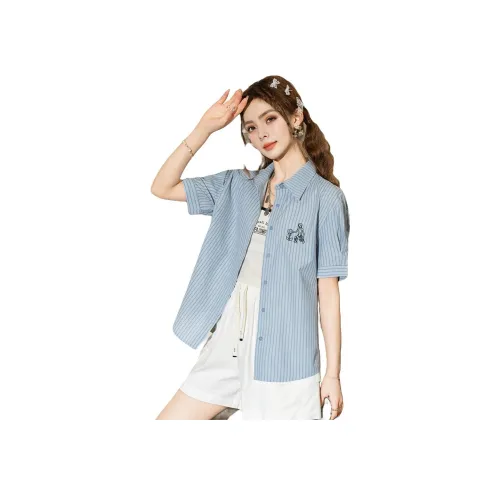 FAWENXIANGZI Светло-синие женские рубашки