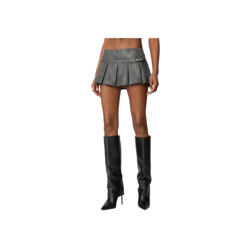 Edikted Billi Искусственная кожа Плиссированные Мини Шорты-юбка Кожаные короткие юбки Женские