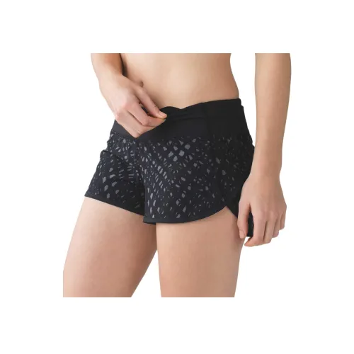 lululemon Спортивные шорты Женские Черный Серый