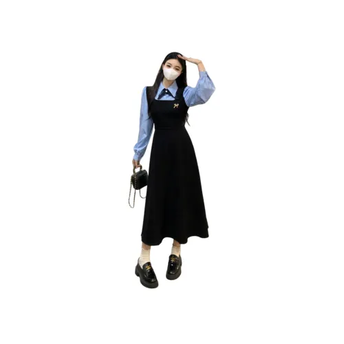 OYANXI Длинное платье с длинными рукавами женское