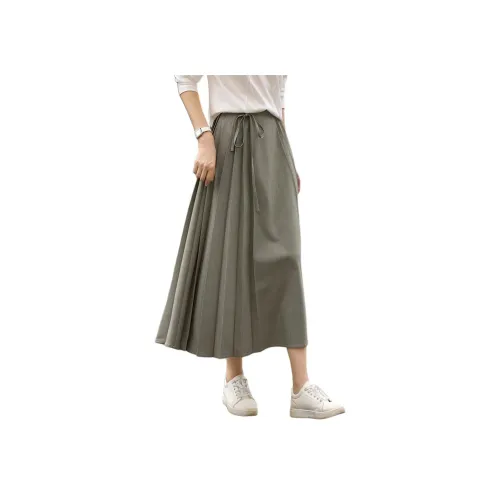 XWI Повседневный Длинный Юбка Женская Морской Зеленый