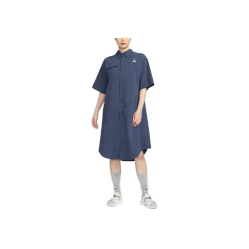 NIKE ACG Синий Женские Короткие Платья с Рукавами