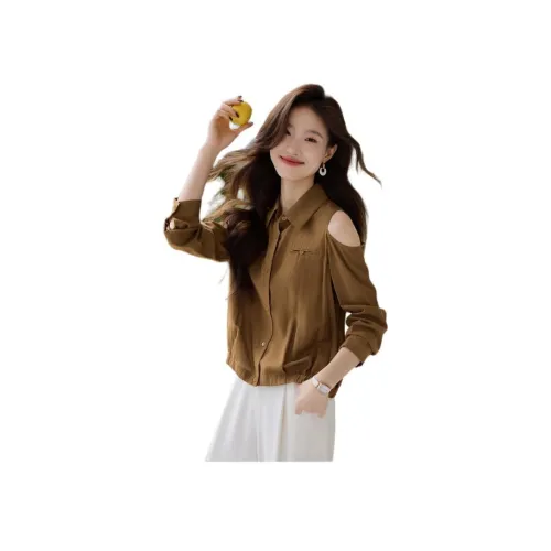 Mo Han Yi Mei Рубашка Женская Темно-Кофейная