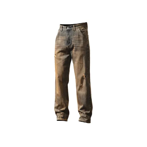 JIELEINUO Ностальгический синий Мужские Джинсы