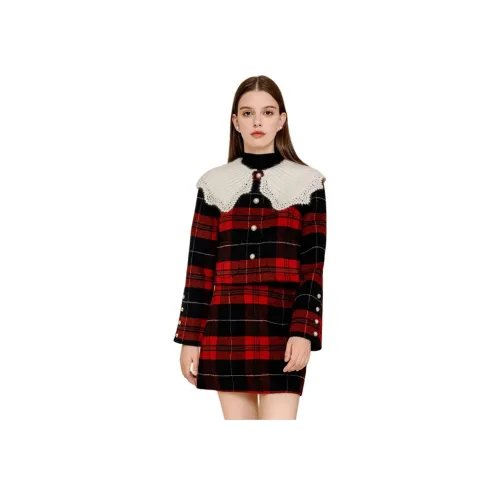 Caroline Куртка Женская Черная Красная Клетка